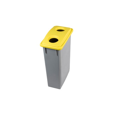 Contenitore Office 90 Lt - con coperchio per bottiglie e lattine - grigio/giallo - Medial