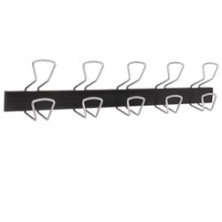 Appendiabiti da muro - 5 posti - 76 x 7,2 x 16 cm - metallo/ABS - nero/grigio metallizzato - Alba