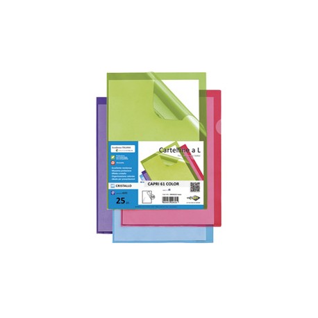 Cartellina a L Capri 61 color - A4 - PVC - liscio pesante - lilla - Sei Rota - conf. 25 pezzi