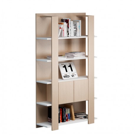 Libreria alta Concept - 5 ripiani - 100x38,6x198 cm - bianco/rovere - Artexport