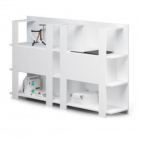 Libreria bassa Concept - 3 ripiani - 100x38,6x124 cm - bianco