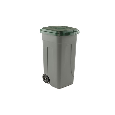 Bidone mobile - con chiusura a clip - 49x54x85 cm - 100 L - grigio/verde - Mobil Plastic