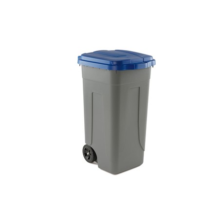 Bidone mobile - con chiusura a clip - 49x54x85 cm - 100 L - grigio/blu - Mobil Plastic