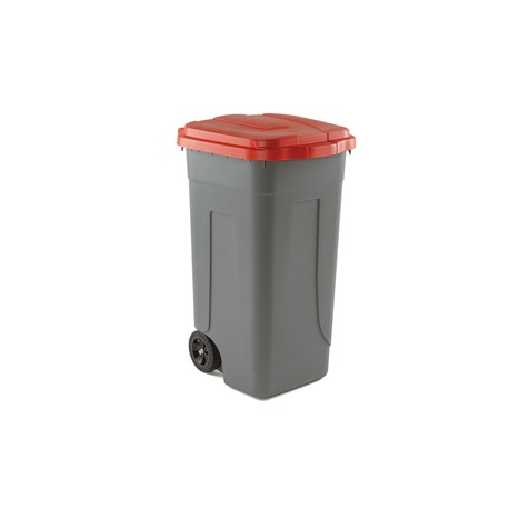 Bidone mobile - 49x54x85 cm - con chiusura a clip - 100 L - grigio/rosso - Mobil Plastic