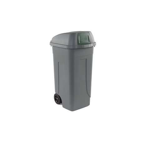 Bidone mobile Push - con coperchio - 49x54x95 cm - 100 L - grigio/verde - Mobil Plastic