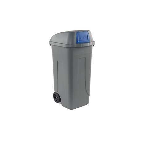 Bidone mobile Push - con coperchio - 49x54x95 cm - 100 L - grigio/blu - Mobil Plastic