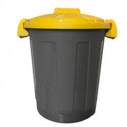 Contenitore portarifiuti Dusty - diametro 36 cm - altezza 45 cm - 25 L - coperchio giallo - Mobil Plastic