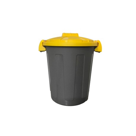 Contenitore portarifiuti Dusty - diametro 36 cm - altezza 45 cm - 25 L - coperchio giallo - Mobil Plastic