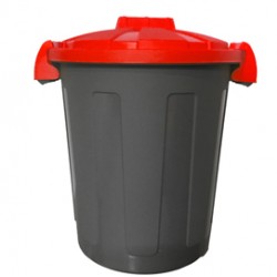 Contenitore portarifiuti Dusty - diametro 36 cm - altezza 45 cm - 25 L - coperchio rosso - nero - Mobil Plastic