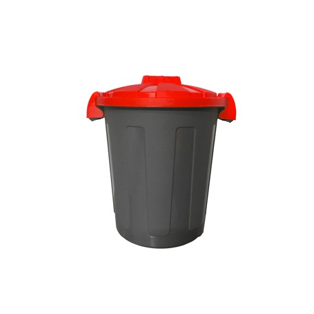 Contenitore portarifiuti Dusty - diametro 36 cm - altezza 45 cm - 25 L - coperchio rosso - nero - Mobil Plastic