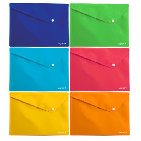 Buste Colorosa con bottone - in PPL - 33 x 24,5 cm - colori assortiti - Ri.Plast - conf. 6 pezzi