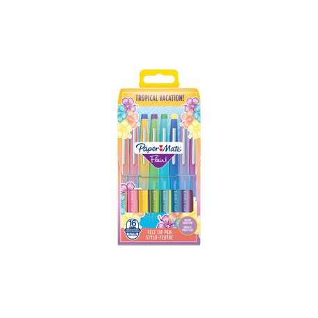 Pennarello Flair Nylon - punta feltro - 1,10mm - colori assortiti Tropical - Papermate - conf. 16 pezzi
