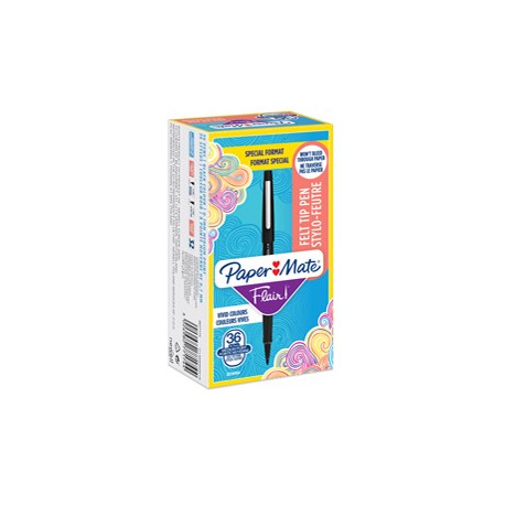 Pennarello Flair Nylon - punta feltro - 1,10mm - nero - Papermate - conf. 30 + 6 pezzi