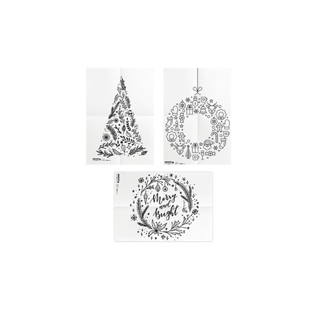 Stencil per vetri - foglio A2 - 'NATALE' - Securit - set 3 pezzi