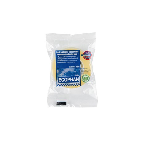 Nastro adesivo Ecophan - confezionato singolarmente - 15 mm x 33 m - acrilico - trasparente - Eurocel