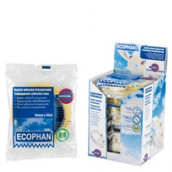 Nastro adesivo Ecophan - confezionato singolarmente - 15 mm x 66 m - acrilico - trasparente - Eurocel
