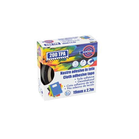 Nastro adesivo telato TPA 200 - 19 mm x 2,7 m - tela plastificata - nero - Eurocel