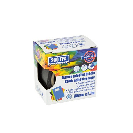 Nastro adesivo telato TPA 200 - 38 mm x 2,7 m - tela plastificata - nero - Eurocel