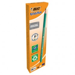 Matita in resina Evolution Graphite 655 - gradazione HB - con gommino - Bic - conf. 12 pezzi