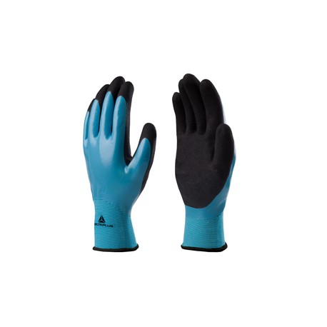 Guanti Wet&dry VV636BL - poliammide - palmo in nitrile - taglia 08 - blu/nero - Deltaplus