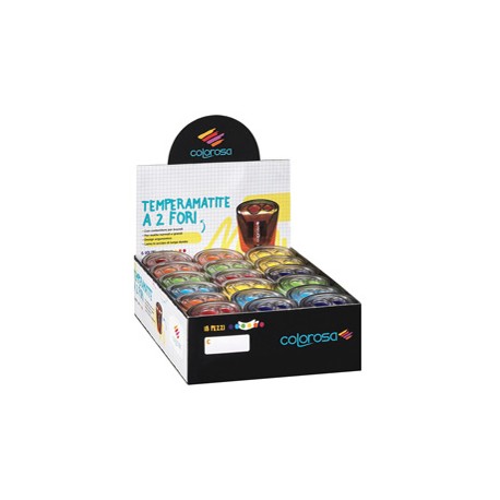 Temperamatite - a 2 fori - colori assortiti - Colorosa - expo 18 pezzi