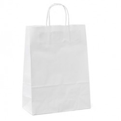 Shoppers in carta - maniglie in cordino - 14x9x20 cm - bianco neutro - Mainetti Bags - conf. 25 pezzi
