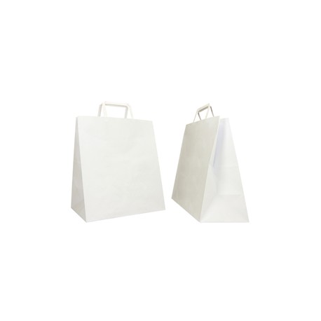 Shopper Flat Large - maniglie piattina - 28 x 17 x 32 cm - carta kraft - bianco - Mainetti Bags - conf. 250 pezzi