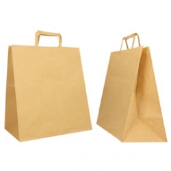 Shopper Flat Large - maniglie piattina - 28 x 17 x 32 cm - carta kraft - avana - Mainetti Bags - conf. 250 pezzi
