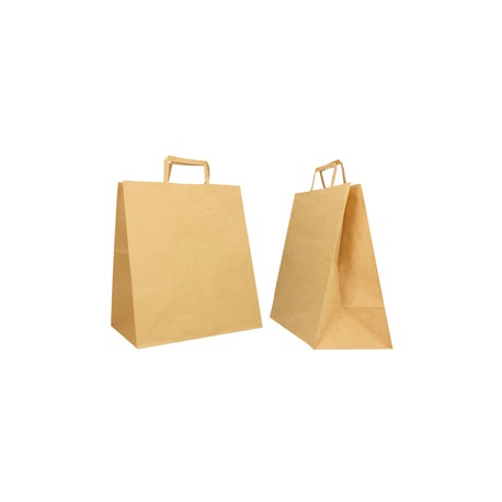 Shopper Flat Large - maniglie piattina - 28 x 17 x 32 cm - carta kraft - avana - Mainetti Bags - conf. 250 pezzi