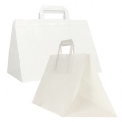 Shopper Flat XLarge - maniglie piattina - 32 x 22 x 24 cm - carta kraft - bianco - Mainetti Bags - conf. 200 pezzi