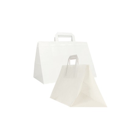 Shopper Flat XLarge - maniglie piattina - 32 x 22 x 24 cm - carta kraft - bianco - Mainetti Bags - conf. 200 pezzi