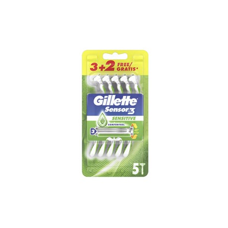 Gillette Sensor 3 Sensitive - confezione usa&getta 3 + 2 pezzi