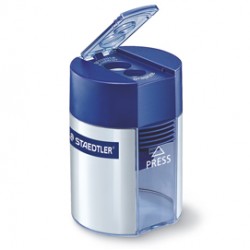 Temperamatite Staedtler - con contenitore - 2 fori - foro Ø 8,2-10,2mm - blu - Staedtler