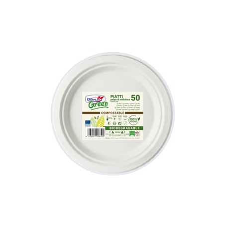 Piatti frutta - diametro 170 mm - biodegradabili - Dopla Green - conf. 50 pezzi