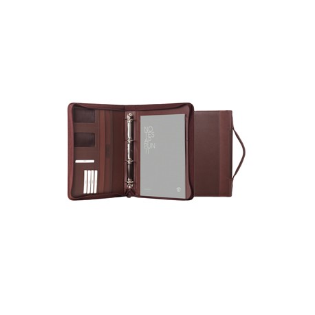 Portablocco Office - con manico - ecopelle - con zip - 28x36 cm - marrone - InTempo