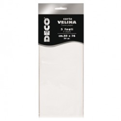 Carta velina - 50 x 76 cm - 20 gr - bianco - Deco - busta 5 fogli