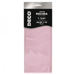 Carta velina - 20gr - 50x76cm - rosa - 5 fogli - CWR