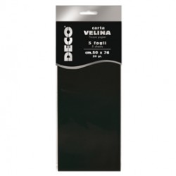 Carta velina - 20 gr - 50 x 76 cm - nero - Deco - busta 5 fogli