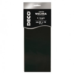 Carta velina - 50 x 76 cm - 20 gr - nero - Deco - busta 5 fogli