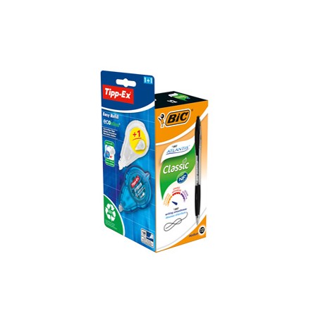 Penna a scatto Atlantis Classic Bic nero + correttore Tipp-Ex  - promo box 12 + 1 pezzi