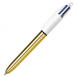 Penna sfera scatto multifunzione 4 Colors Shine - punta 1,0 mm - fusto oro - Bic - conf. 12 pezzi