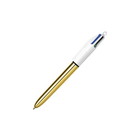 Penna a sfera scatto multifunzione 4 Colours Shine - punta 1,0 mm - fusto oro - Bic &ndash; conf. 12 pezzi