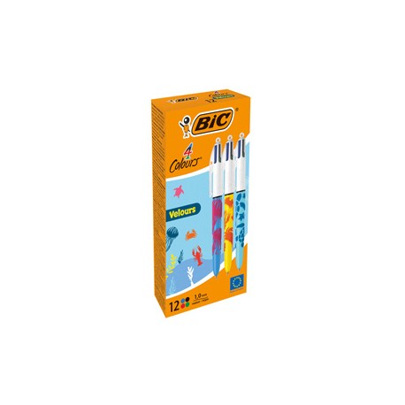 Penna a sfera scatto multifunzione 4 Colours Velours - punta 1,0 mm - 4 colori - Bic - conf. 12 pezzi