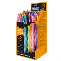 Penna a sfera a scatto Gelocity Quick Dry - punta 0,7 mm - colori assortiti - Bic - conf. 30 pezzi