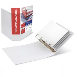 Raccoglitore personalizzabile Stelvio Ti - 4 anelli a Q 100 mm -  dorso 13 cm - 22x30 cm - bianco - Sei Rota