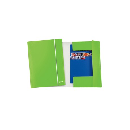 Cartella con elastico WOW - cartoncino plastificato - 3 lembi - 25x35 cm - verde lime - Leitz