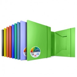 Cartella 3 lembi con elastico Garda - 25,7 x 34,5 cm - dorso 2 cm - PP - colori assortiti - Plastibor