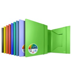 Cartella 3 lembi con elastico Garda - 25,7 x 34,5 cm - dorso 3 cm - PP - colori assortiti - Plastibor