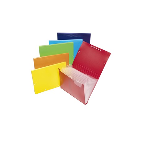 Portadocumenti a soffietto - 12 tasche - A4 - PP - colori assortiti - Colorosa