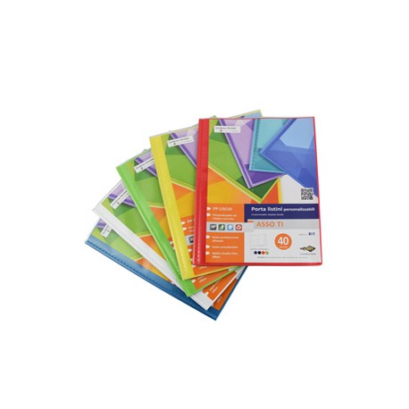 Portalistini Asso TI - personalizzabile - PP liscio - 22 x 30 cm - 40 buste - colori assortiti - Sei Rota